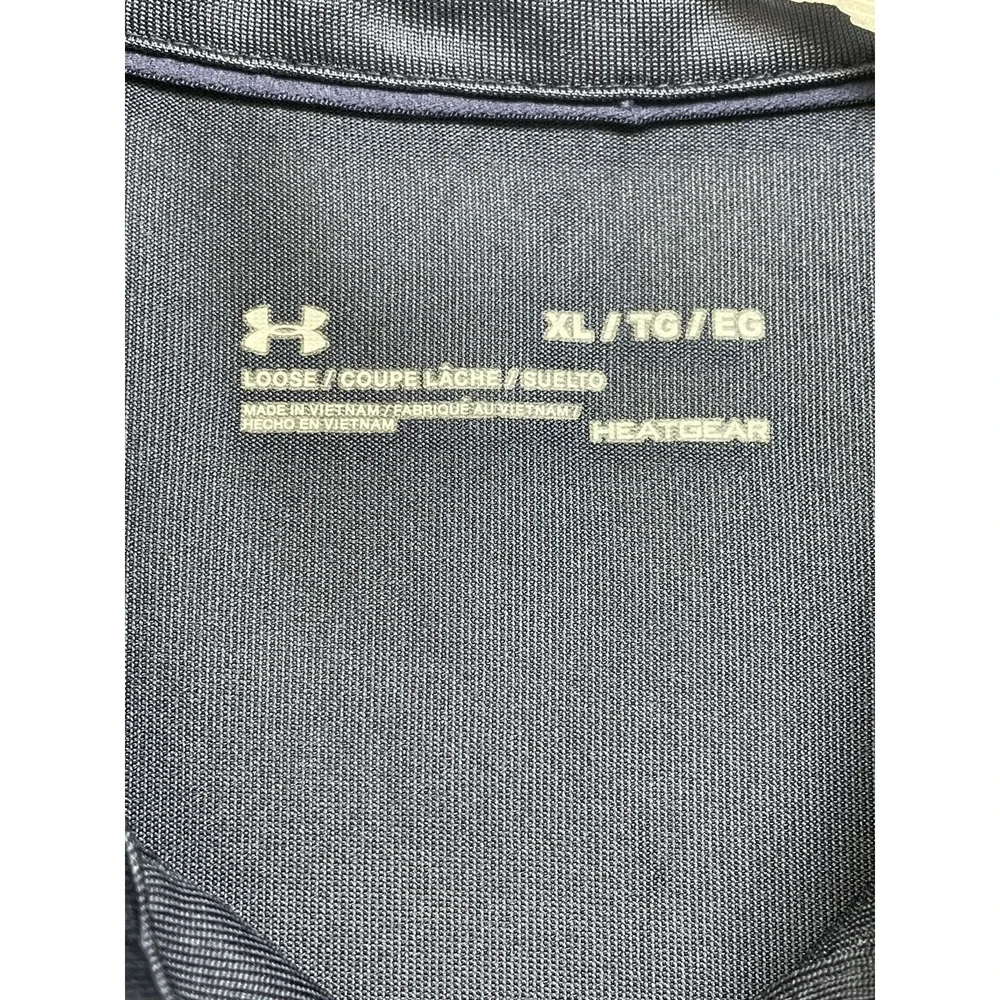 Under Armour Norte Dame Logo Mens Sz XL  Blue Striped Golf Polo Shirt (C4) NW/OT